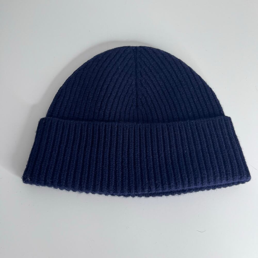 AMI Alexandre Mattiussi Ami de Coeur Beanie Navy Blue Red Heart 100% Wool Italy - Picture 2 of 4